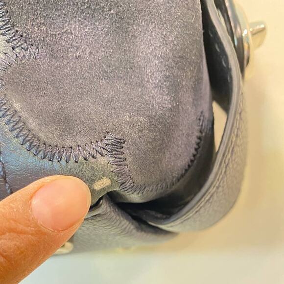 Coach Eddie 31 Medium Shoulder Leather Bag/Purse Navy Blue Patchwork and Silver - Picture 11 of 14